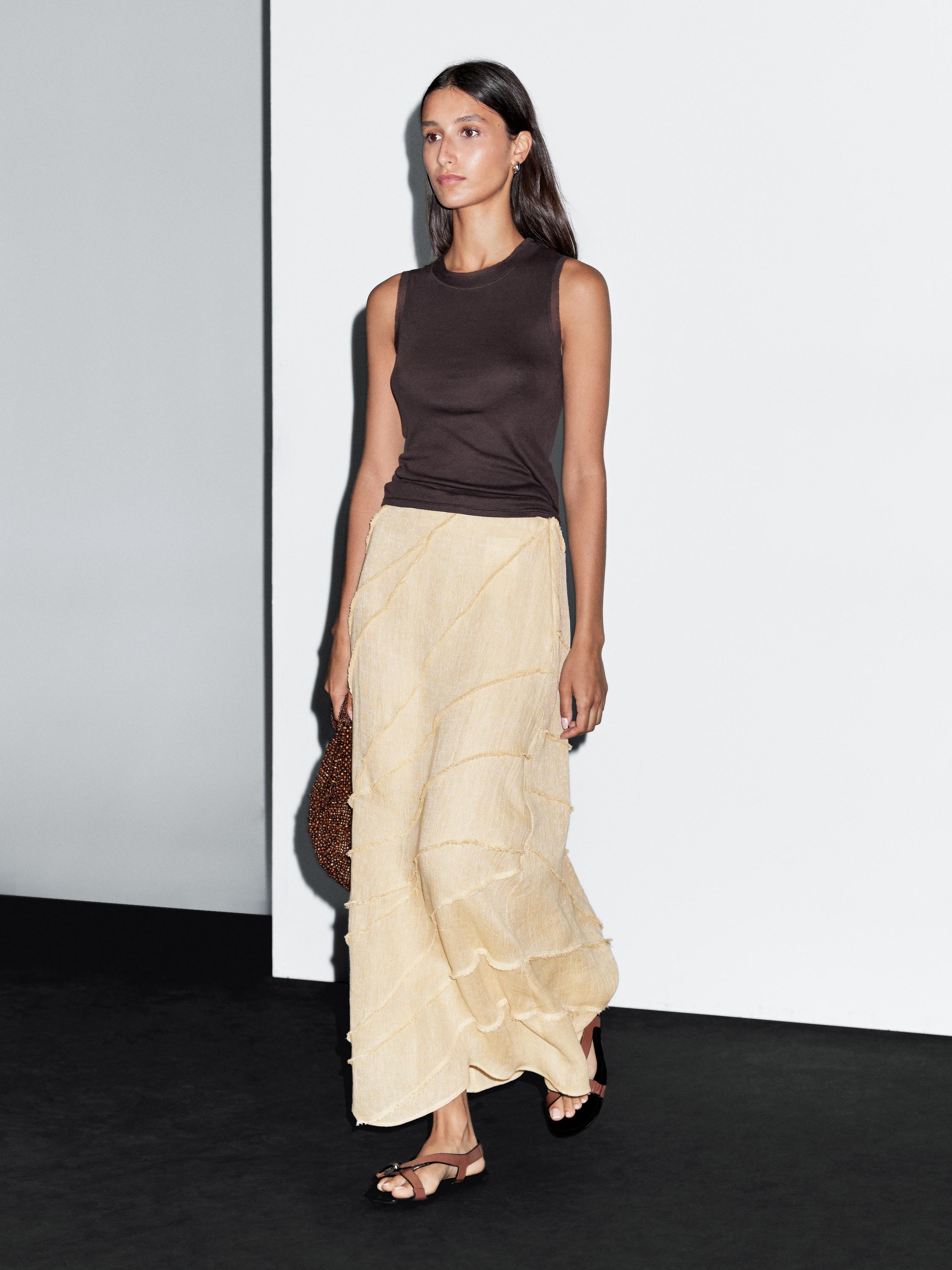 Midi skirt with patchwork detail